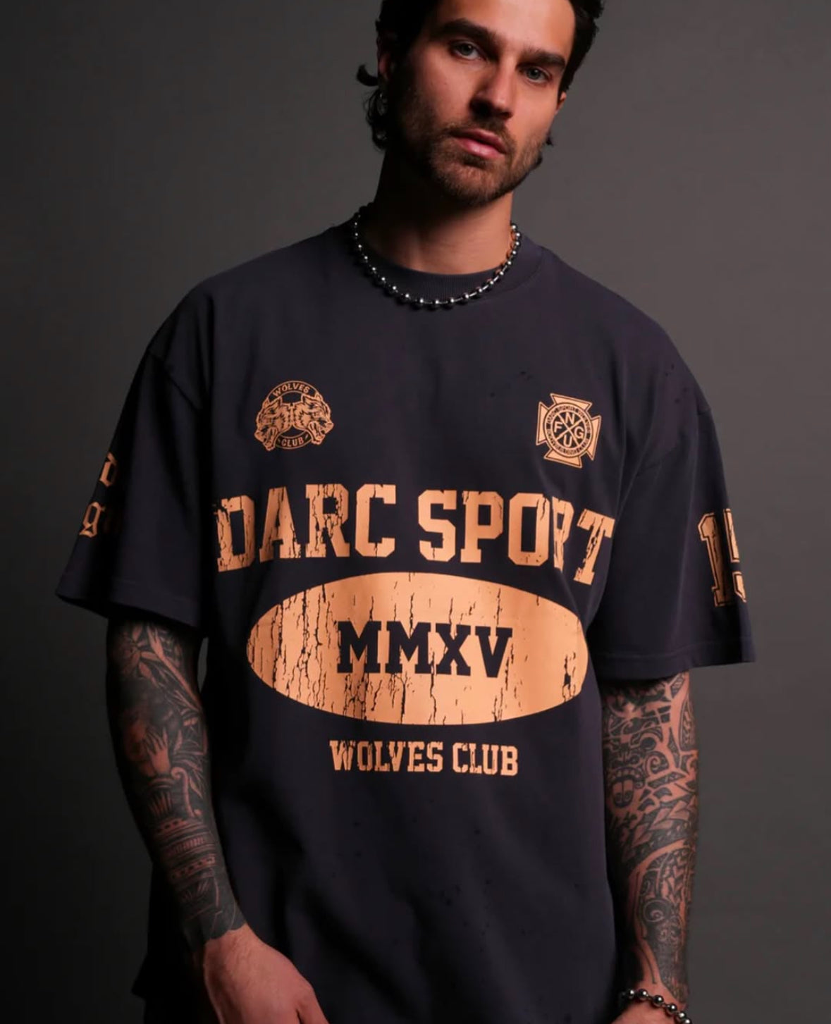 Gridiron Premium Oversized Tee in Midnight Blue