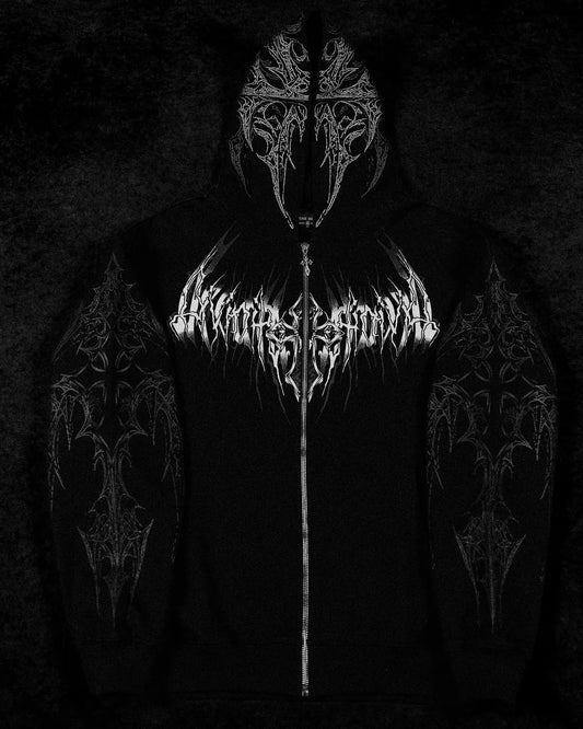 Celestial Blade Oversized Zip-up Hoodie - [MIDNIGHT]