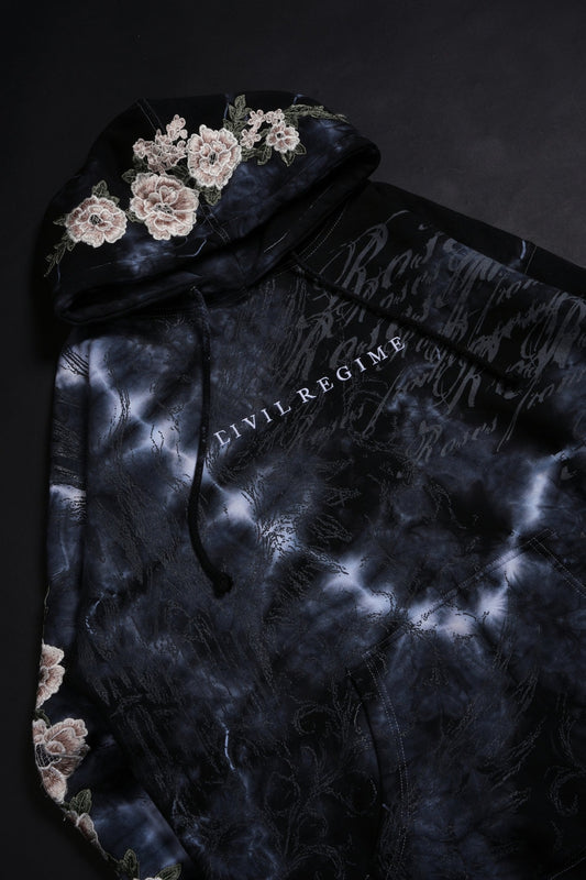 CORGAN MARBLE ROSES HOODIE IN CORGAN WASH