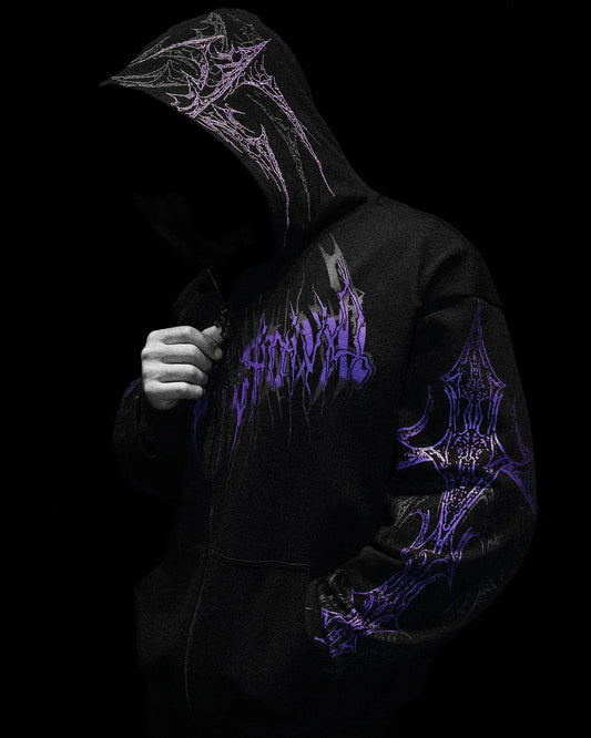 Celestial Blade Oversized Zip-up Hoodie - [DUSK]