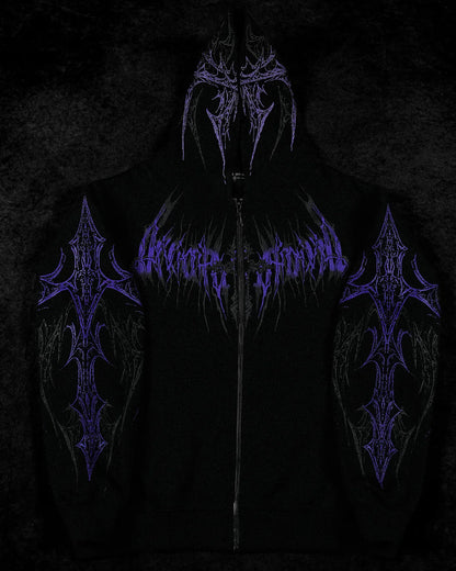 Celestial Blade Oversized Zip-up Hoodie - [DUSK]
