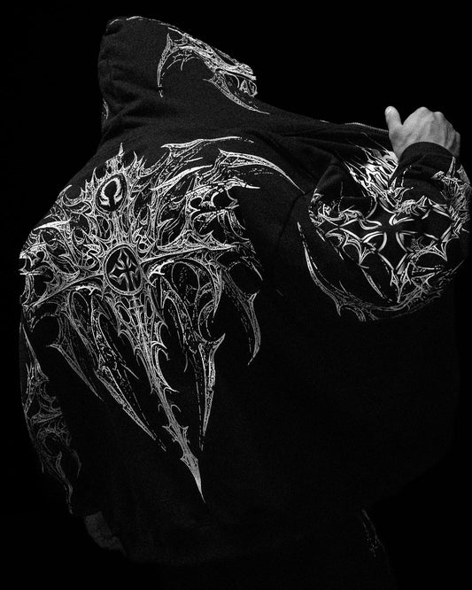 Celestial Blade Oversized Zip-up Hoodie - [ECLIPSE]