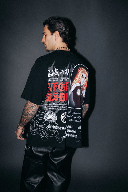 FLAME PILLAR "PREMIUM" OVERSIZED TEE IN BLACK