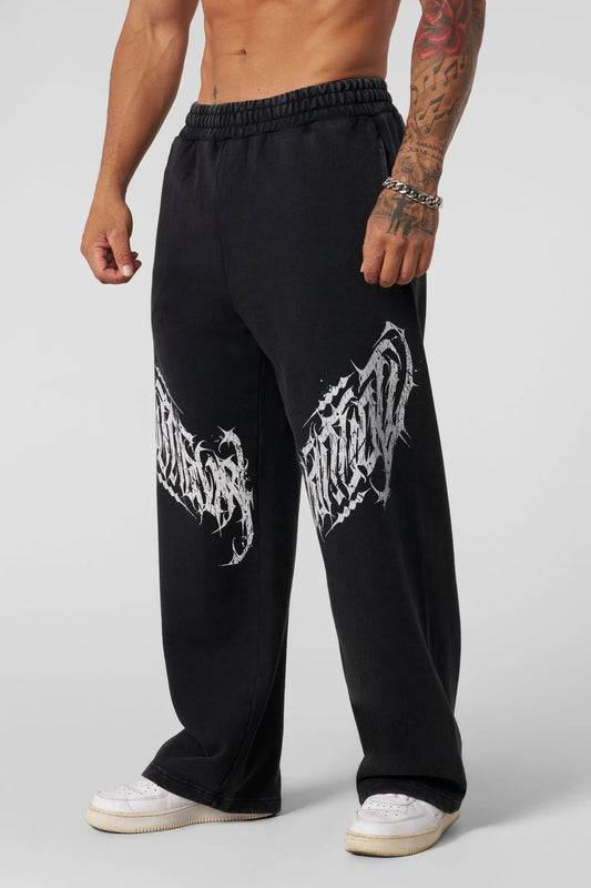 2038 - Blackout Script Sweats [BLACK WASH]