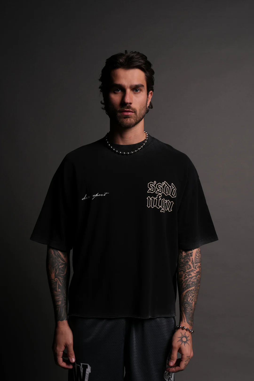 NEW BEGINNINGS PREMIUM RAW HEM "BOX CUT" TEE IN BLACK