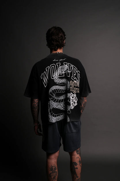 NEW BEGINNINGS PREMIUM RAW HEM "BOX CUT" TEE IN BLACK