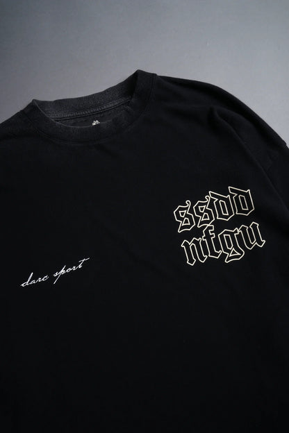 NEW BEGINNINGS PREMIUM RAW HEM "BOX CUT" TEE IN BLACK