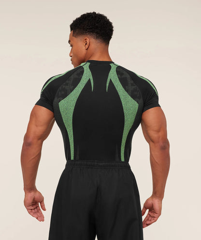 Gymshark Storm Seamless T-Shirt [BLACK/ACTIVE GREEN]