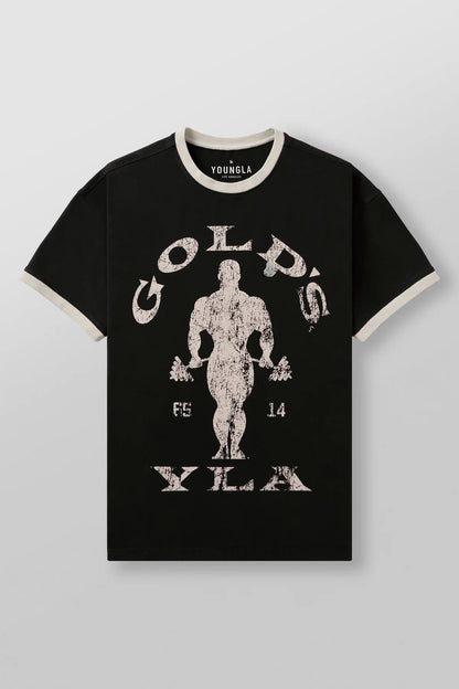 4009 - GOLDS GYM RINGER TEES [BLACK]