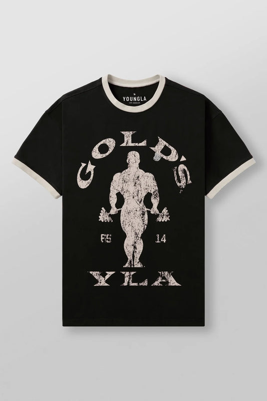 4009 - GOLDS GYM RINGER TEES [BLACK]